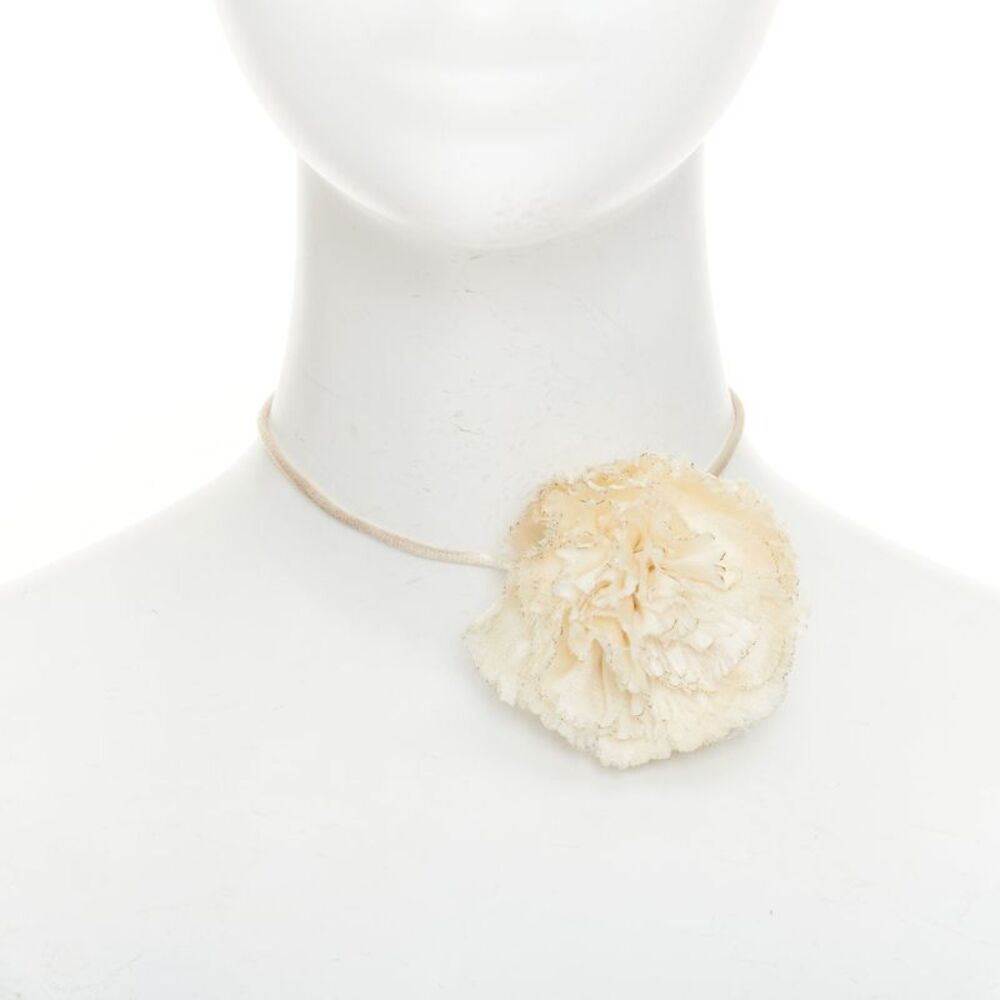 Saint Laurent White Petal Choker Necklace